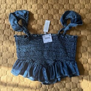 American Eagle Outfitters Blue Textured Top